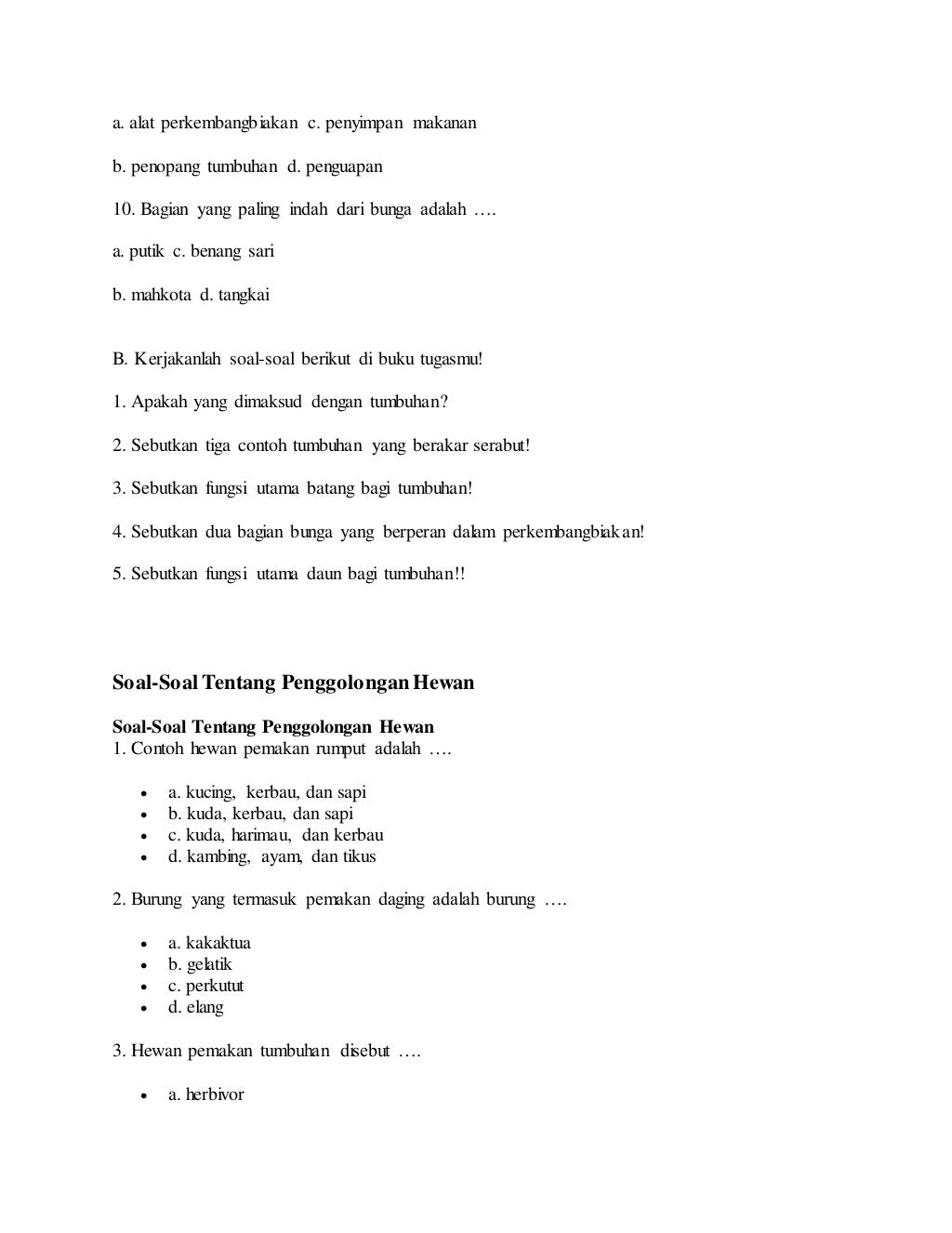 Kumpulan Soal ipa kelas 6