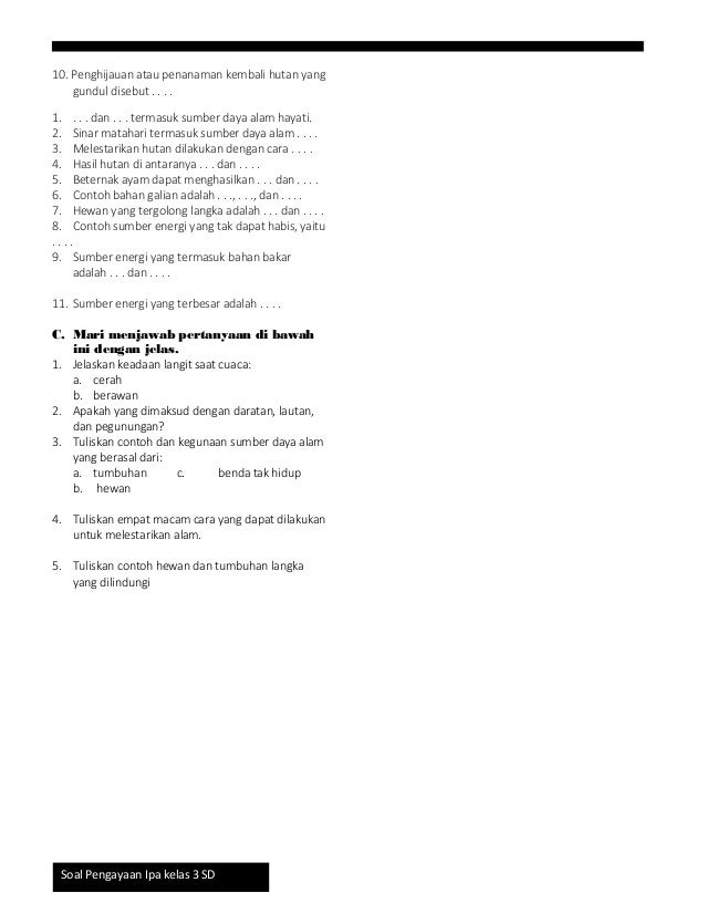 Soal ipa kelas 3