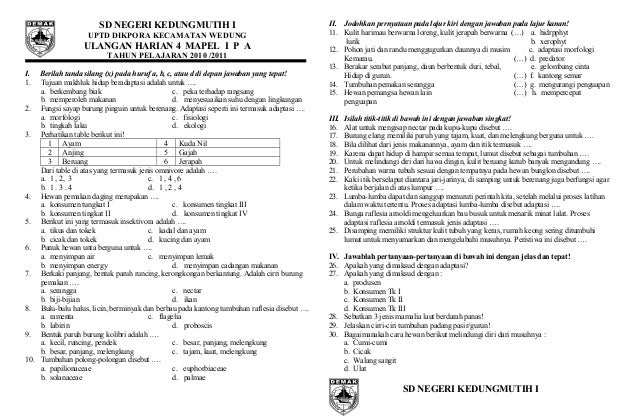 Soal Ipa Kelas 5 Semester 1