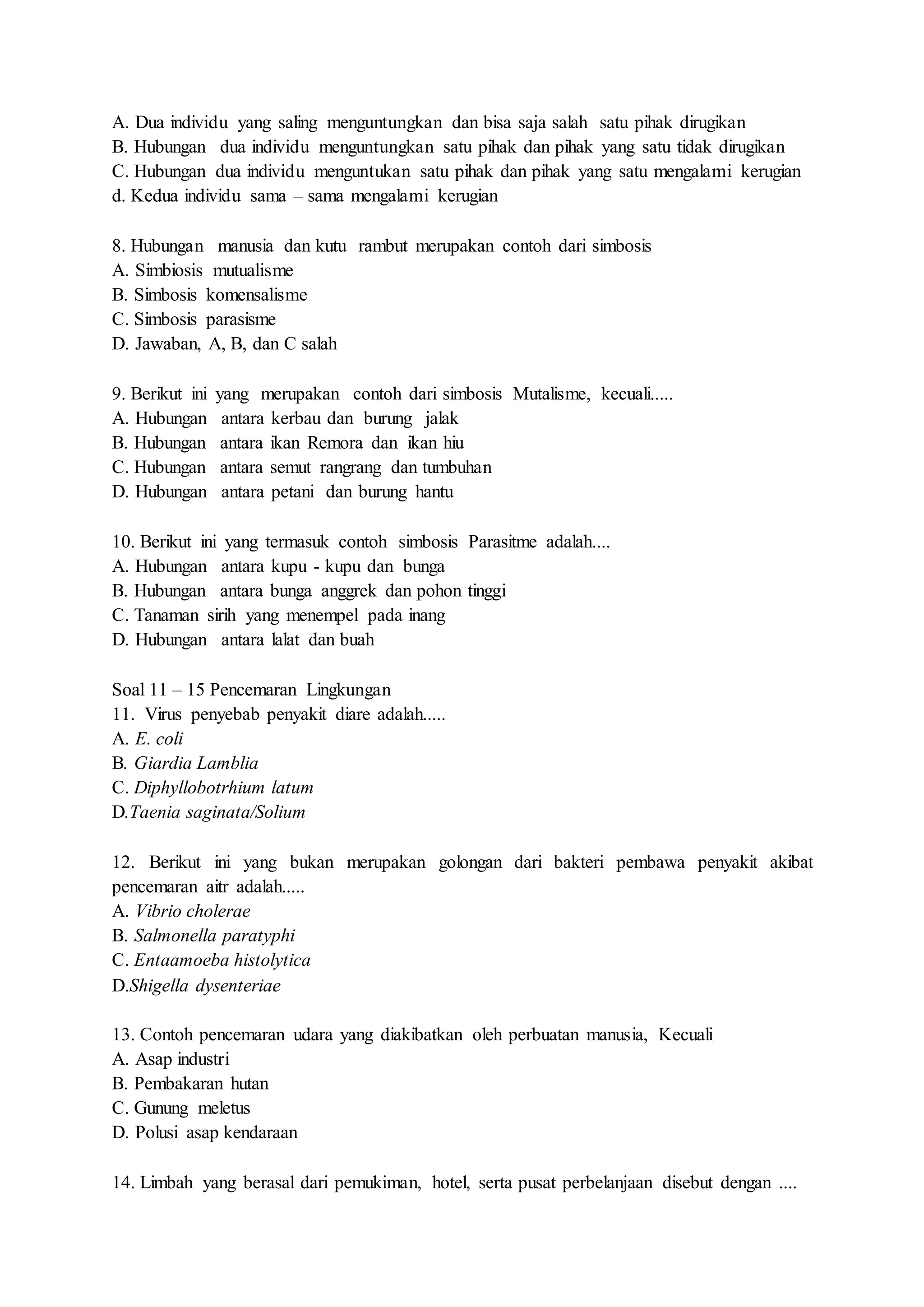 Soal ipa kelas 7 semester 2 dan kunci jawaban pdf