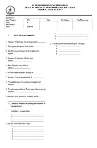 Soal ips kelas 5 2012 2013 | PDF