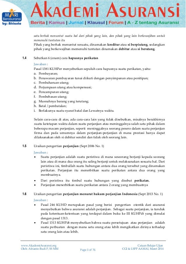 Soal jawaban cgi lspp aamai 102 hukum asuransi edisi