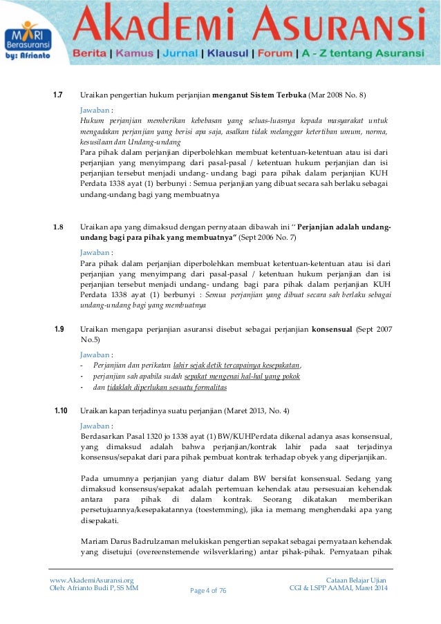 ujian dan soal jawaban cgi lspp cgi hukum Soal 102 aamai  jawaban edisi    asuransi