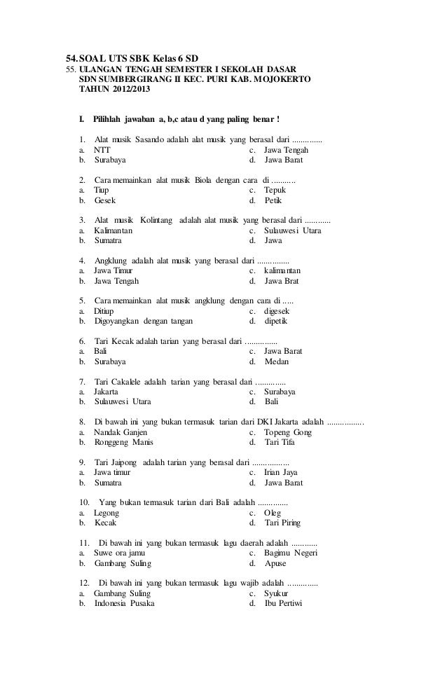 Soal Bahasa Daerah Batak Toba Kelas 6 BangSoal
