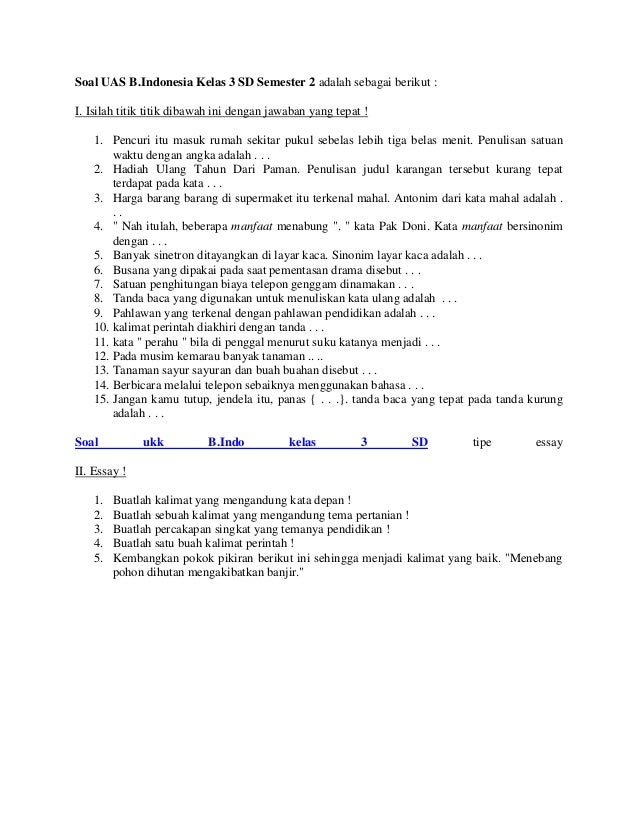 Contoh Soal Antonim Bahasa Inggris Beserta Jawabannya Kelas 2 Sd Berkas Download Guru