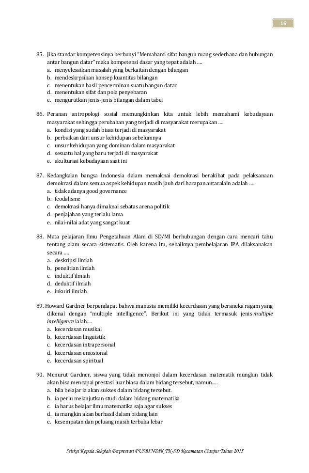 Contoh Soal Seleksi Kepala Sekolah Berprestasi Contoh Contoh Soal Seleksi Kepala Sekolah Berprestasi Contoh