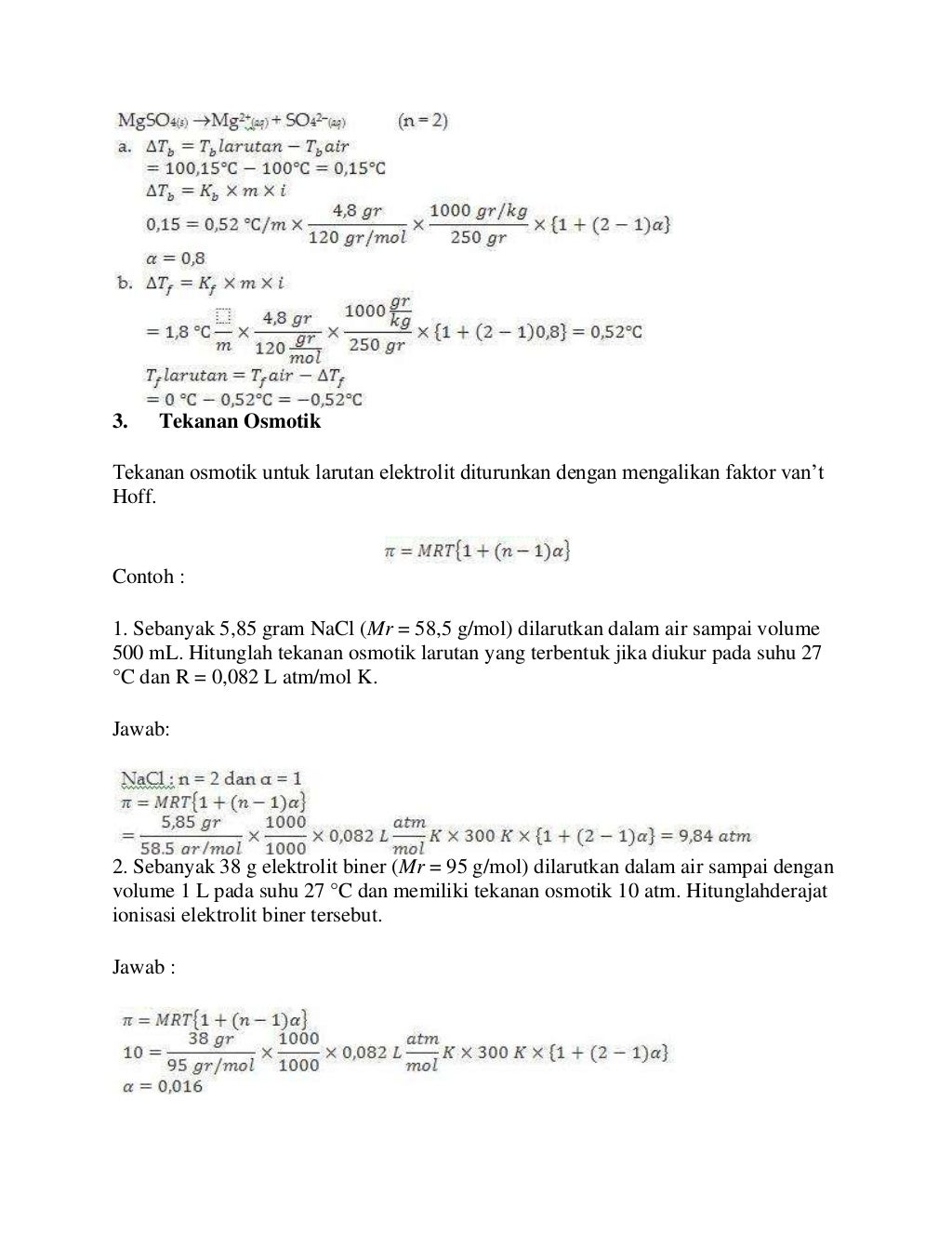 Soal Latihan UTS Kimia Kelas XII bab sifat koligatif larutan Soal Latihan UTS Kimia Kelas XII bab sifat koligatif larutan