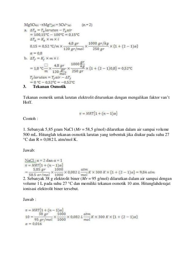 Soal Latihan Uts Kimia Kelas Xii Bab Sifat Koligatif Larutan