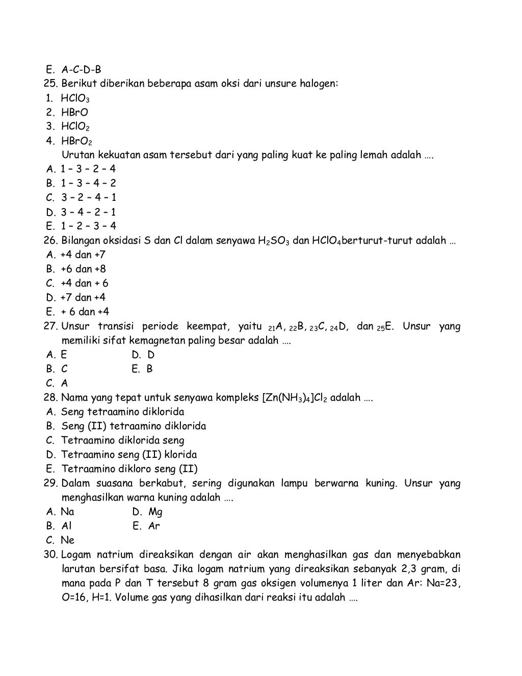 Soal Latihan UTS Kimia Kelas XII bab sifat koligatif larutan