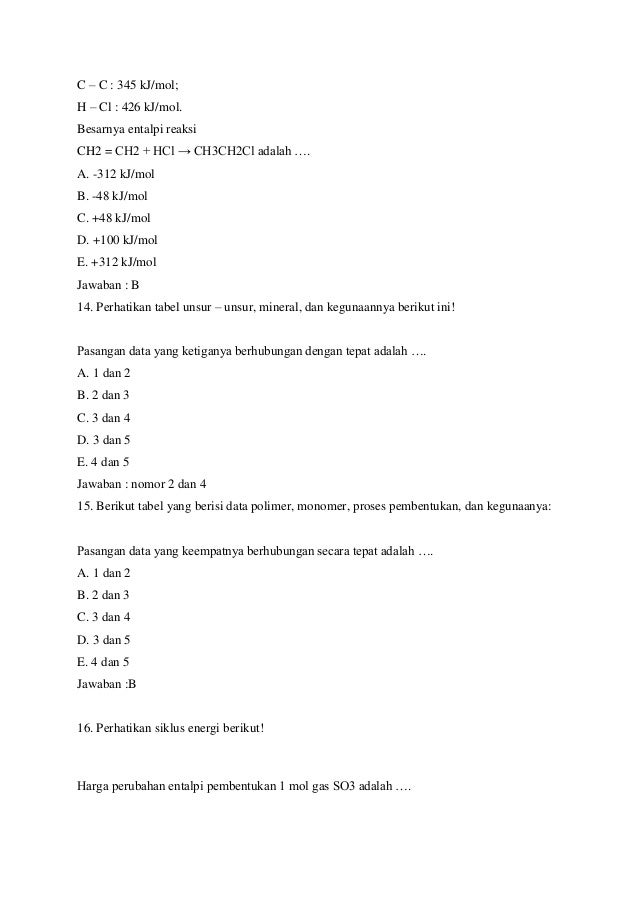 Latihan Soal Kimia Unsur