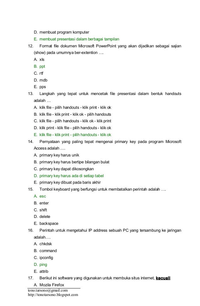 Soal Kkpi Kelas X