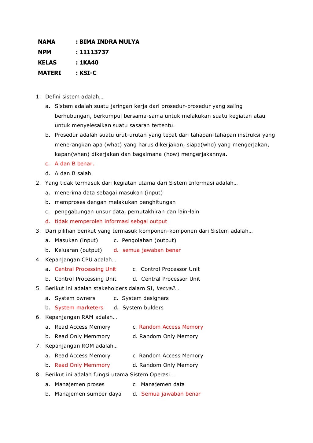 Soal konsep sistem informasi abc