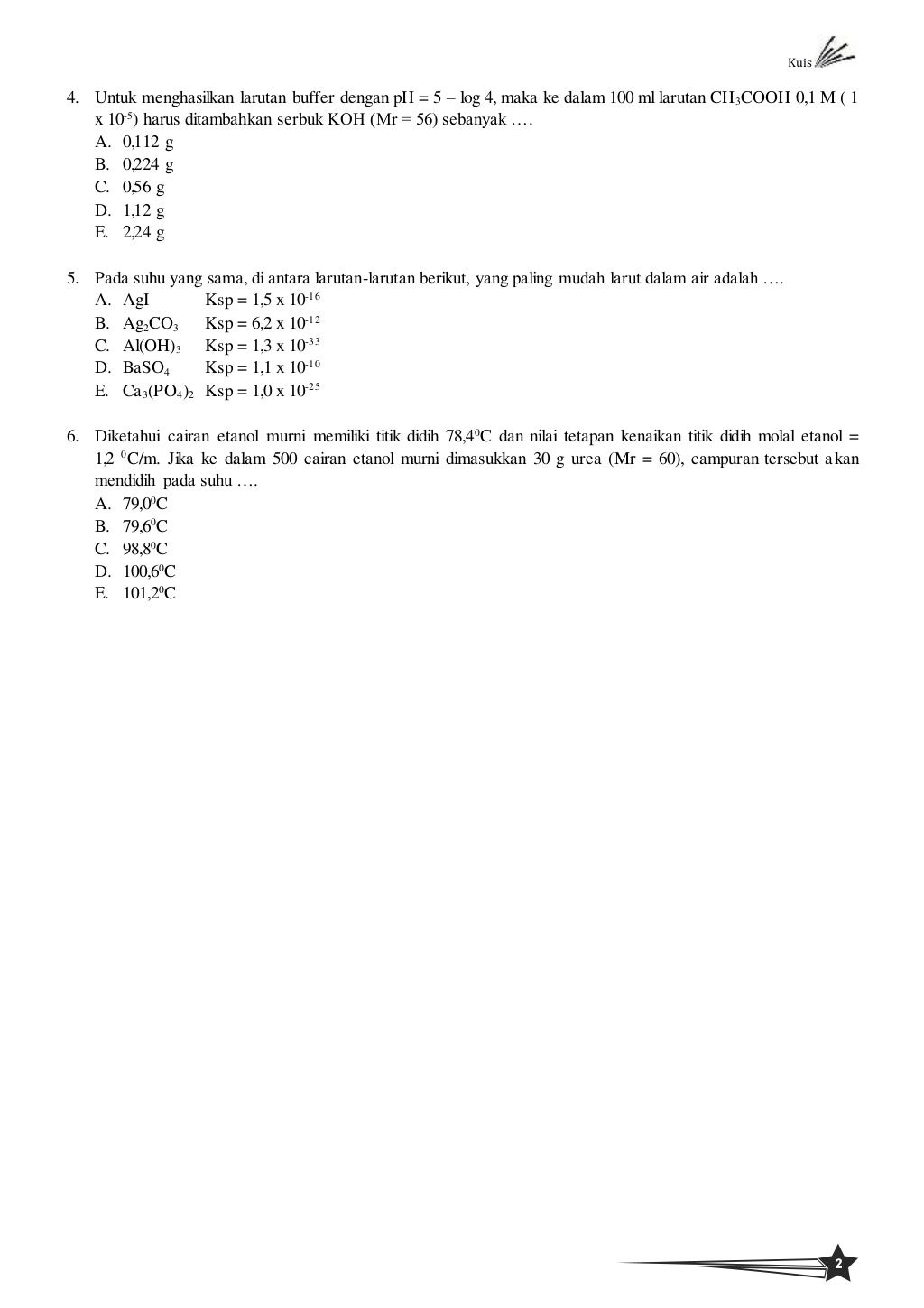 Soal kuis si sbmptn kimia paket 2 (layout) ta2021