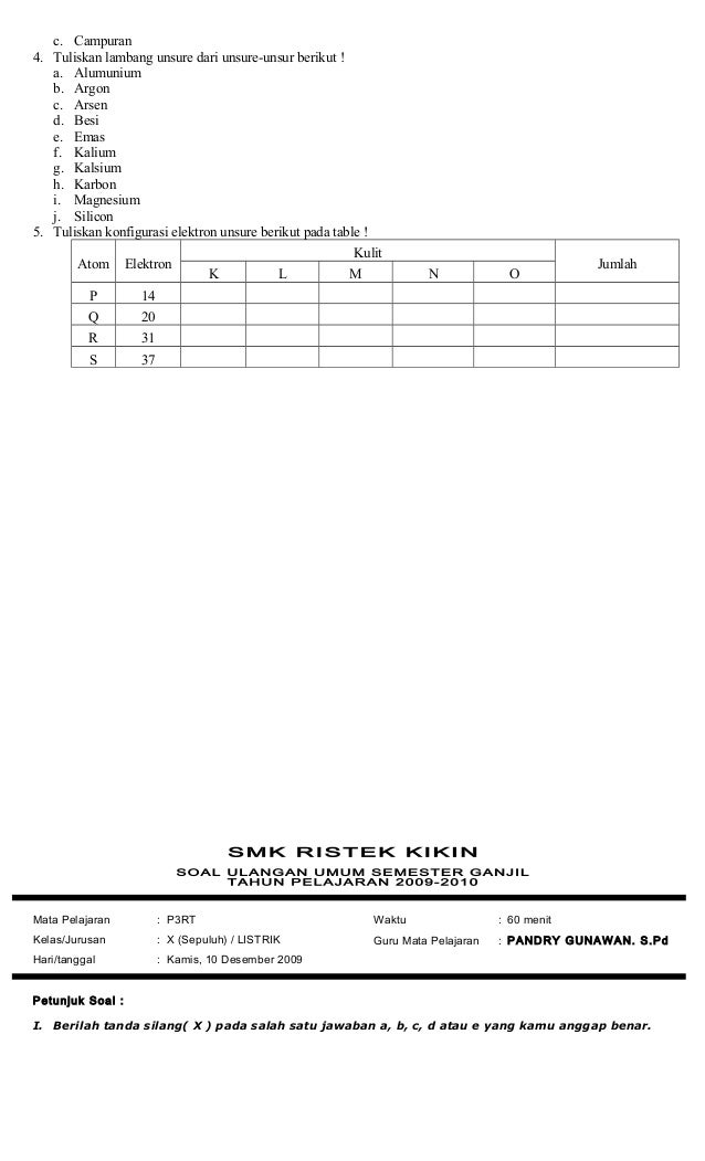  Soal  kumpulan  semester ganjil kls x 2009 2019