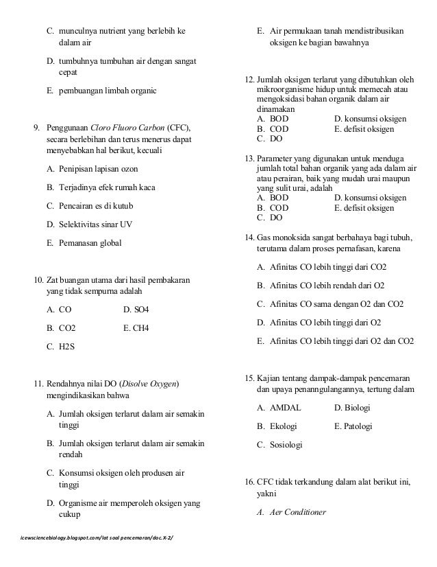 Soal Lat Pencemaran