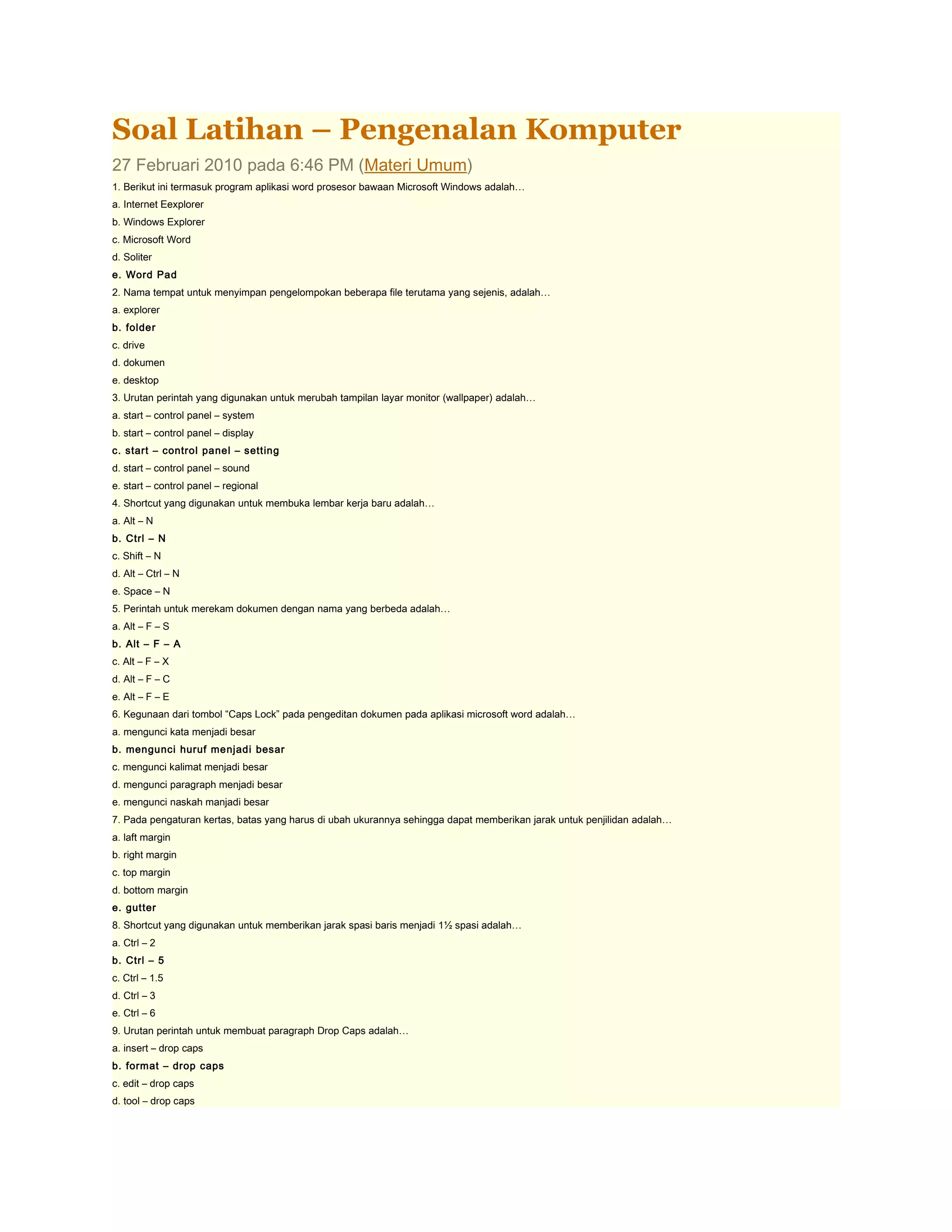 Soal latihan | DOC
