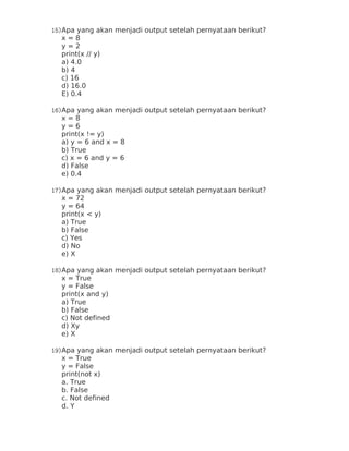 Soal latihan junior level - soal python | PDF