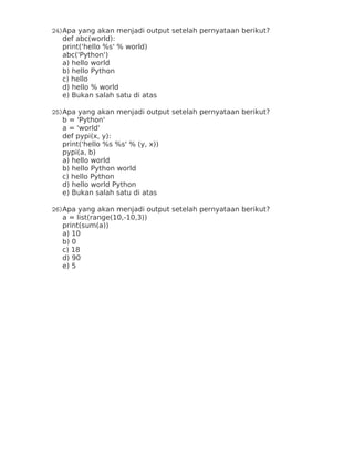 Soal latihan junior level - soal python | PDF
