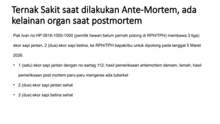 Antemortem Sapi Soal Latihan AM PM iSIKHNAS (Bimtek).... | PPTX