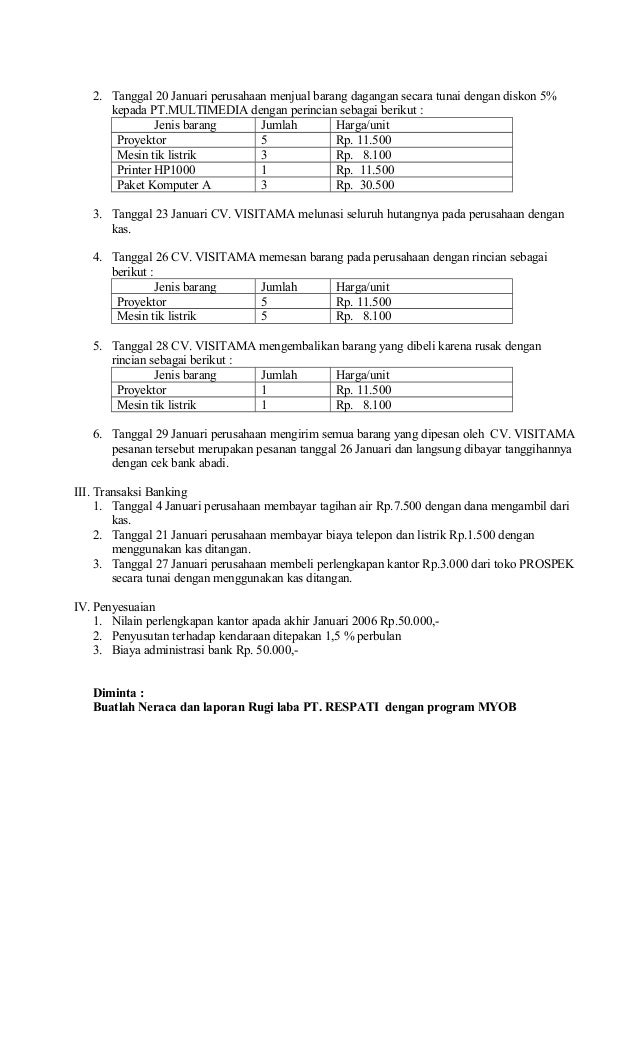 Soal latihan kasus myob