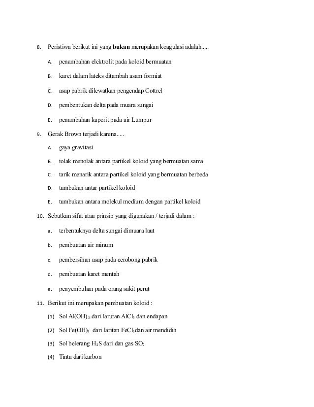 Soal Latihan Bab 10 Koloid Kelas 11 - Tema Soal