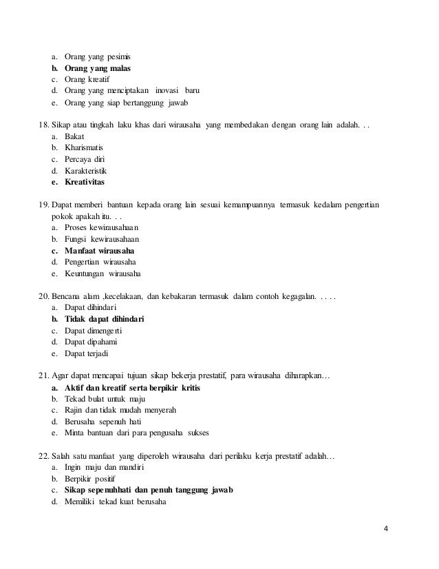 contoh soal essay kewirausahaan kelas 11