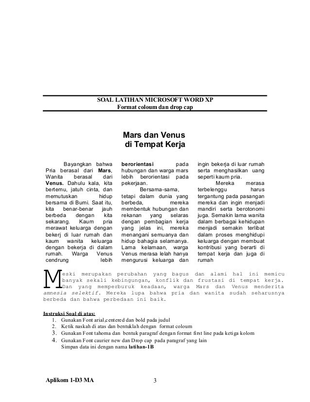 Soal latihan microsoft_word_xp