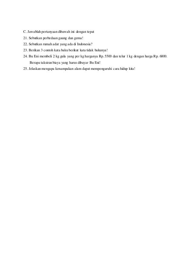 Soal latihan tema 1 part 2 (kelas 4)