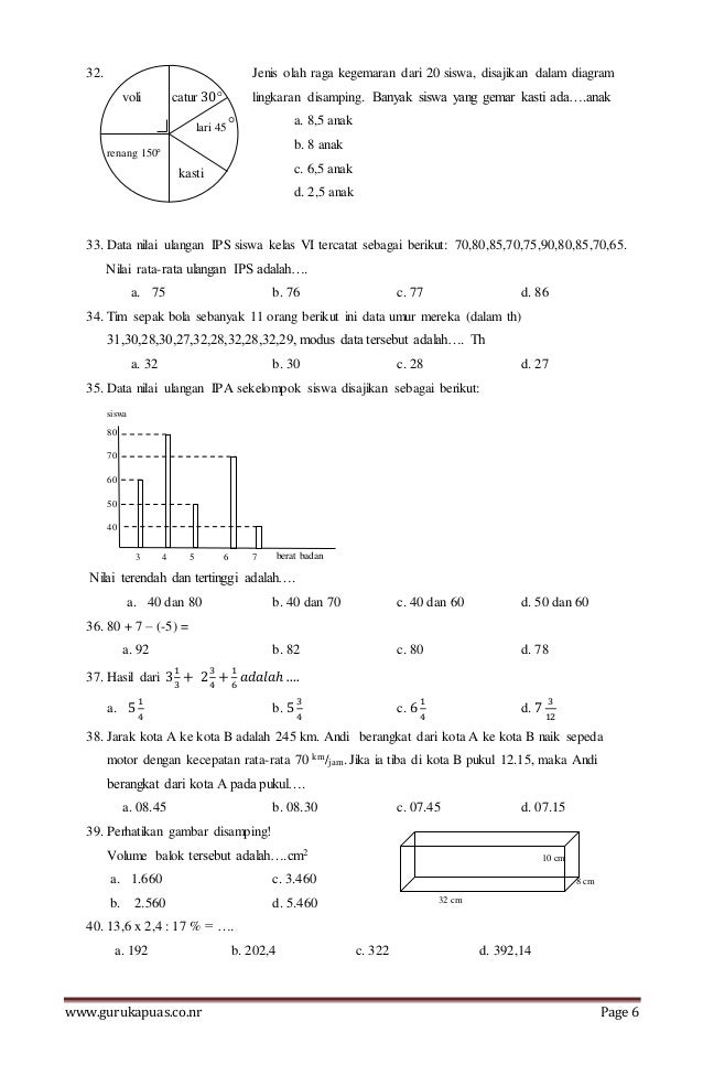 soal ujian matematika sd soal ujian matematika sd