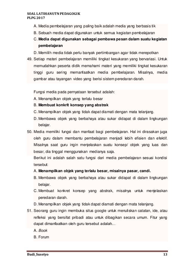Soal Latihan Utn Pedagogik Plpg 2017