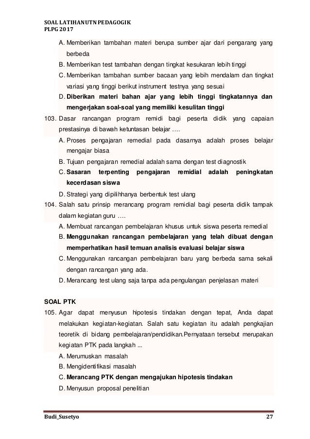 Soal Latihan Utn Pedagogik Plpg 2017
