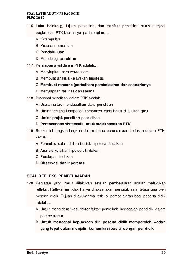 Soal Latihan Utn Pedagogik Plpg 2017