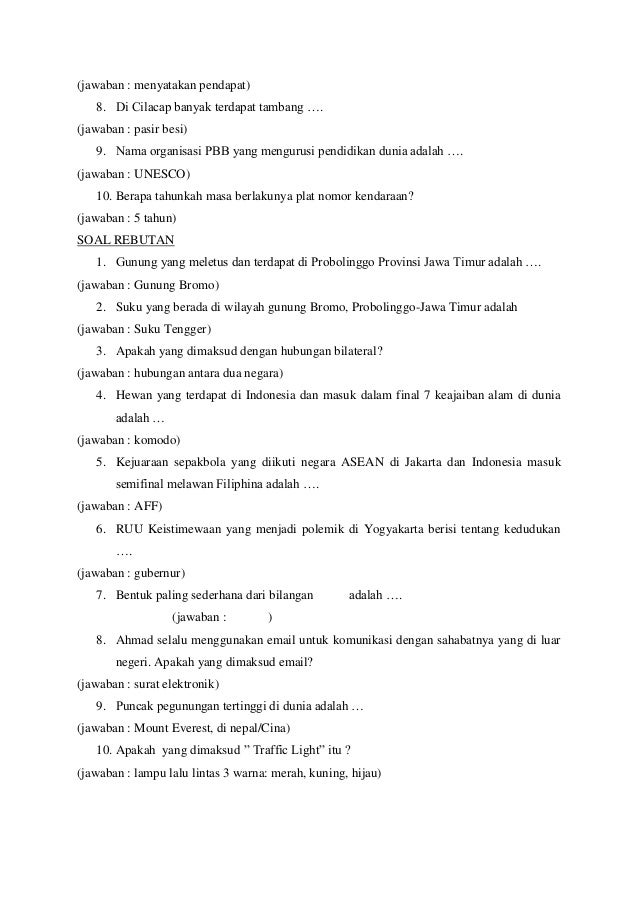 Soal Cerdas Cermat Olahraga Guru Paud