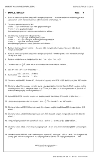 Soal Liburan Kelas X PDF Free Download Soal Liburan Kelas X PDF Free Download