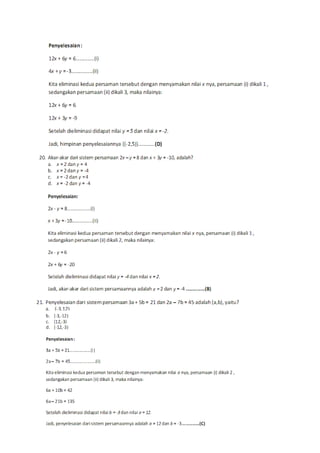 Soal Math Linear Soal linear equation | DOC