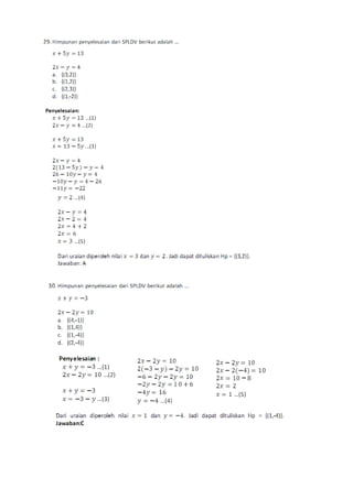 Soal Math Linear Soal linear equation | DOC