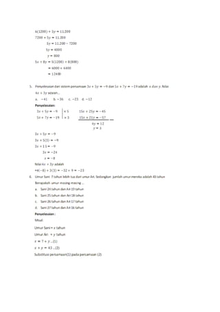 Soal Math Linear Soal linear equation | DOC