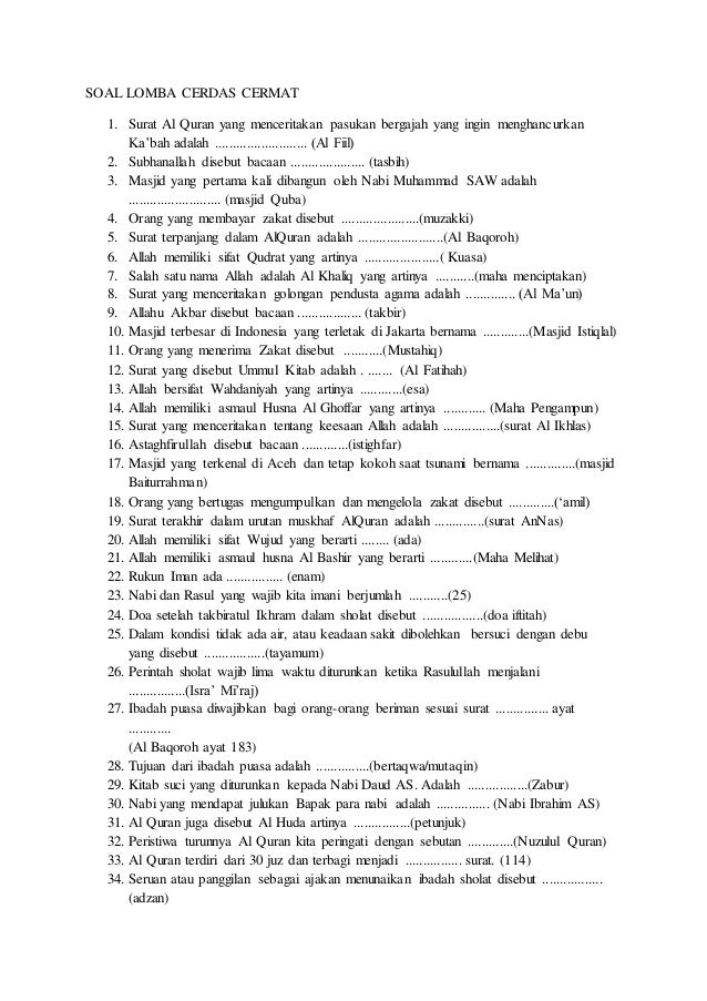 Soal Cerdas Cermat Bahasa Indonesia