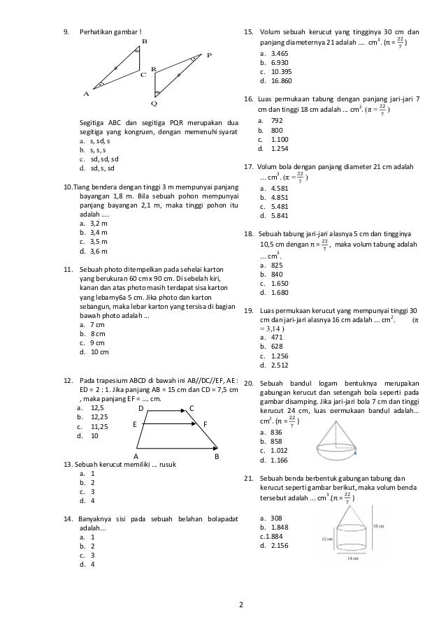 Soal Uh Matematika Kelas 9 Tentang Persamaan Kuadrat