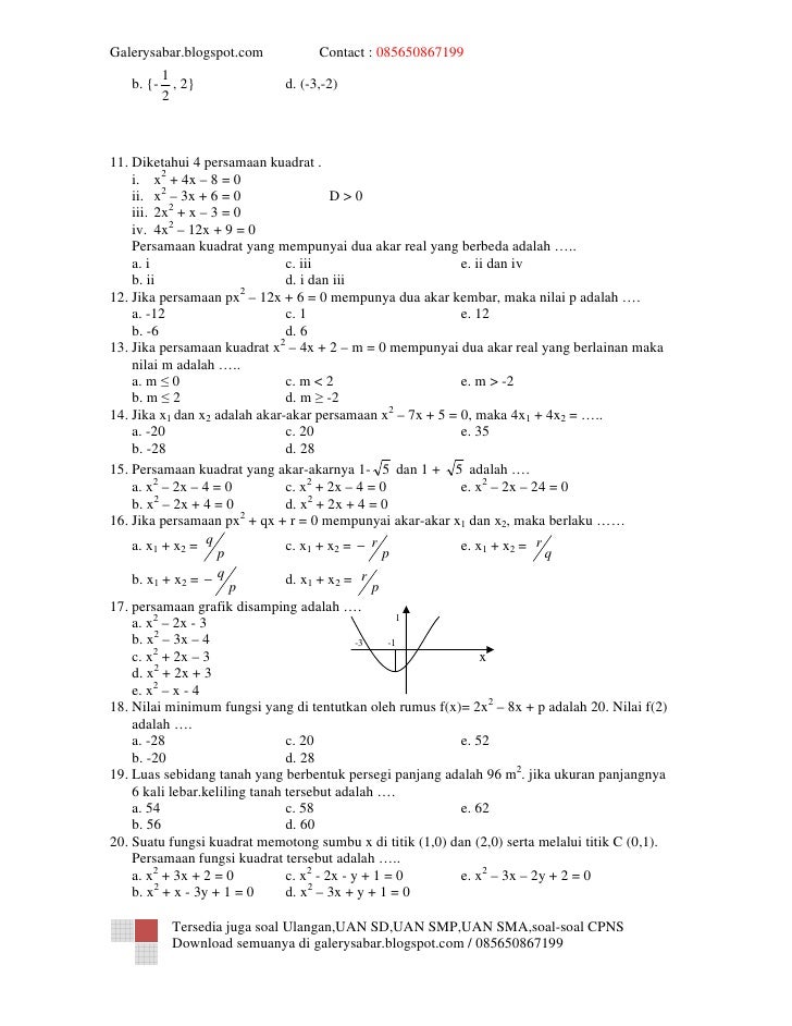 Contoh Soal Matematika Kelas 10 Semester 1 Dan Penyelesaiannya
