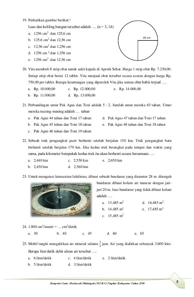 Soal matematika ksmi tk. kab. cianjur