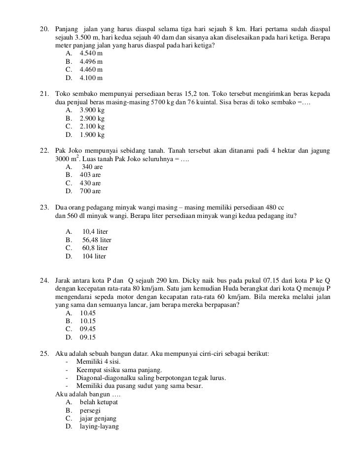 Soal Matematika Tentang Berpapasan - Defi Soal
