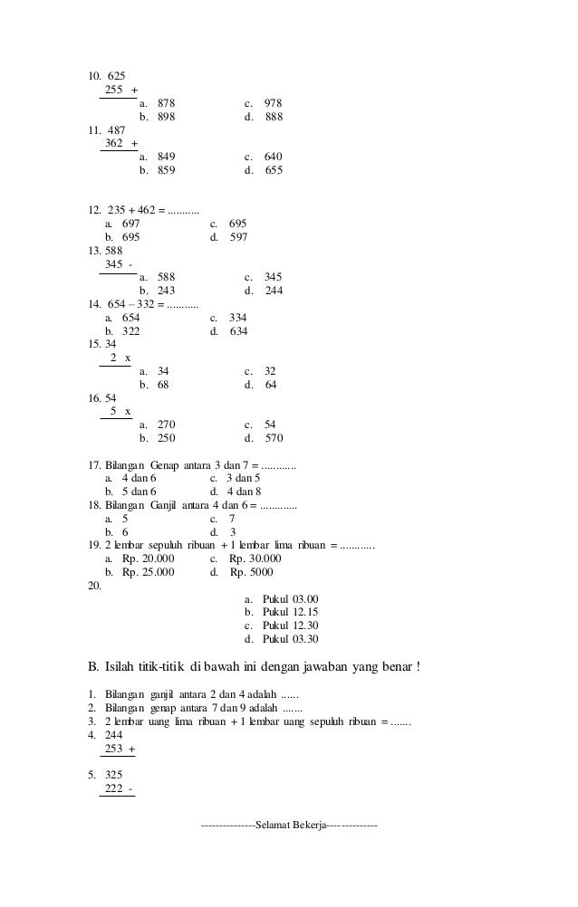 Soal Latihan Ujian Sekolah ( US ) Matematika Kelas 6 SD/MI Tahun 2016 dan Kunci Jawaban beserta Pembahasannya