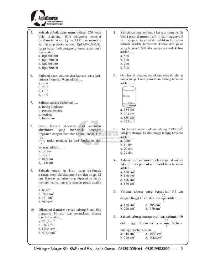 Soal matematika smp bangun ruang sisi lengkung2
