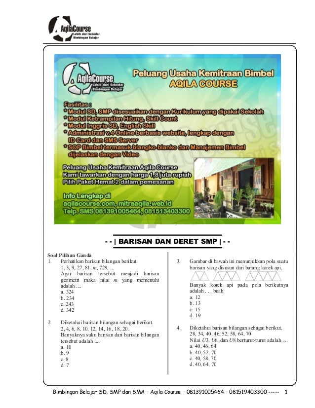 Soal matematika smp barisan dan deret2