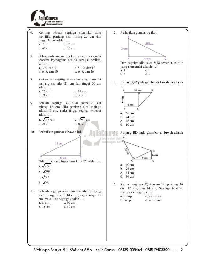 Carilah 15 Contoh Soal Matematika Beserta Penyelesaiannya Kelas 8