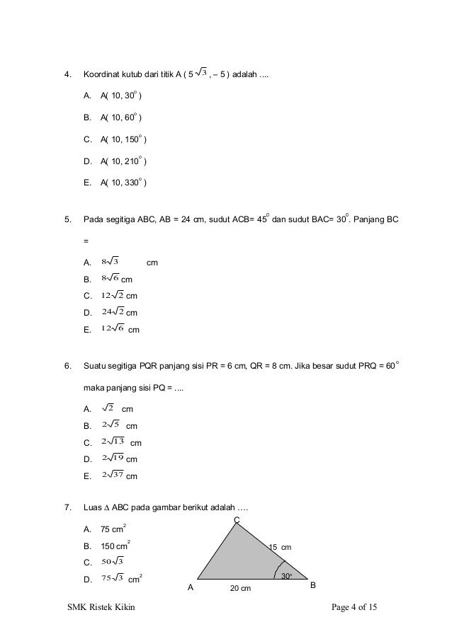 Soal matematika teknik kls xi 3 1112 paket a Soal matematika teknik kls xi 3 1112 paket a