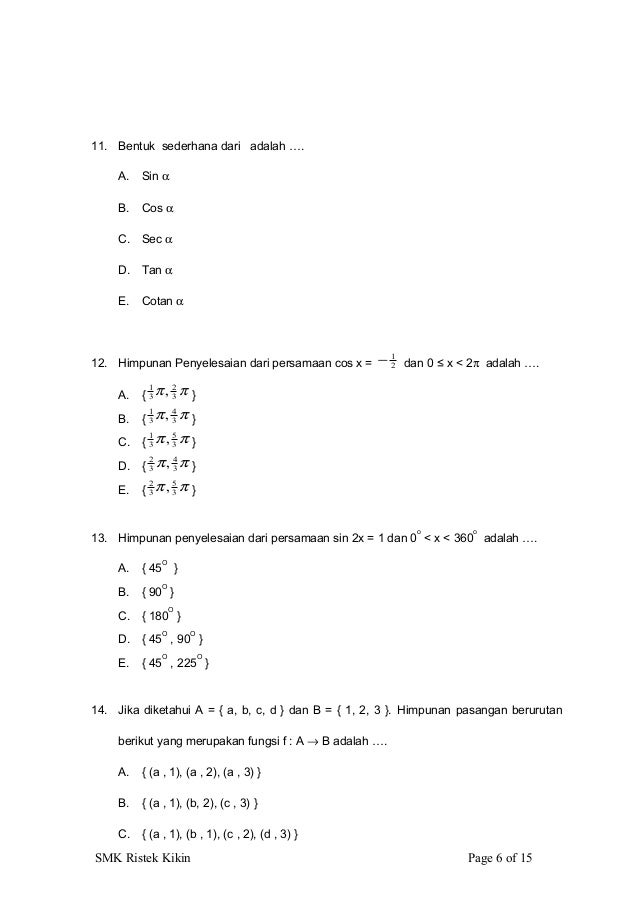 Soal matematika teknik kls xi 3 1112 paket a Soal matematika teknik kls xi 3 1112 paket a