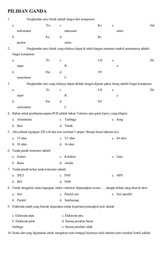 Soal Pilihan Ganda Hukum Ohm