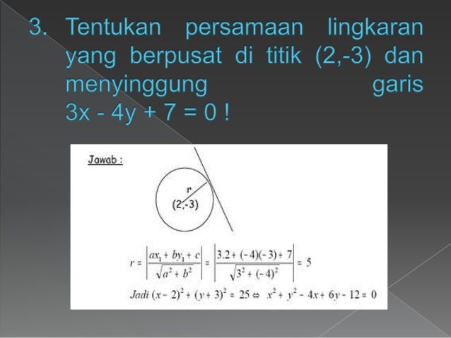 Soal menentukan persamaan lingkaran
